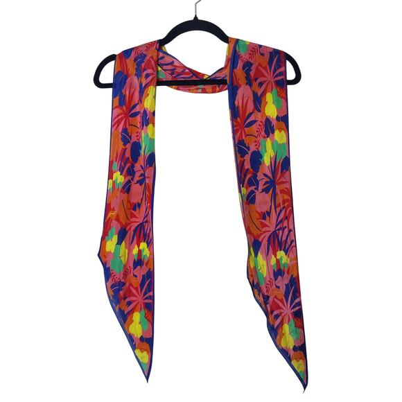 Oscar de la Renta Multicolor Floral Scarf - Picture 2 of 7